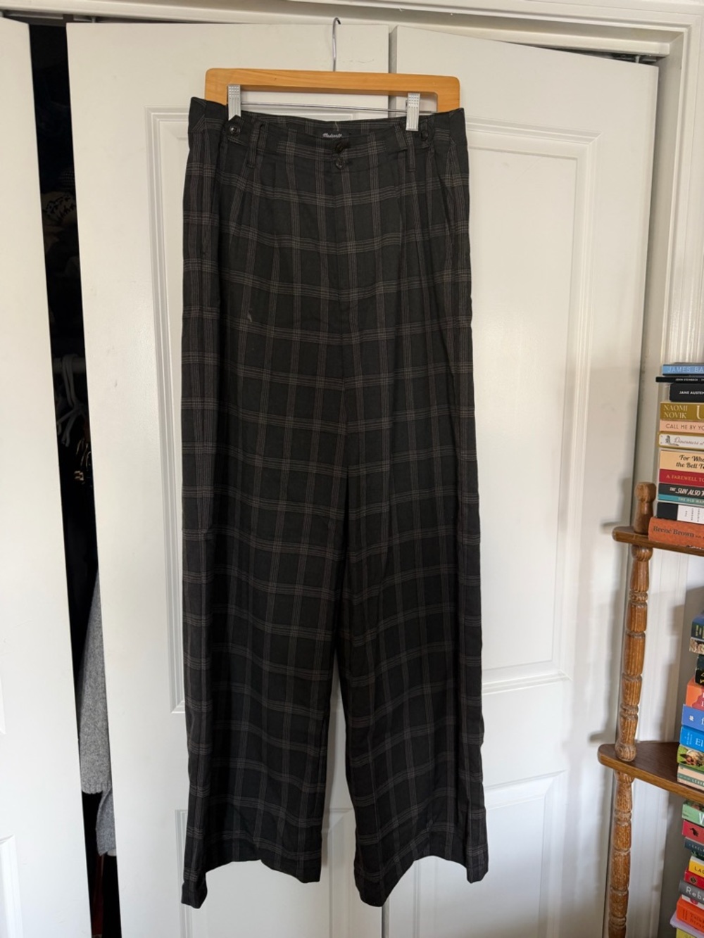 Madewell Black Plaid Wide-Leg Chinos